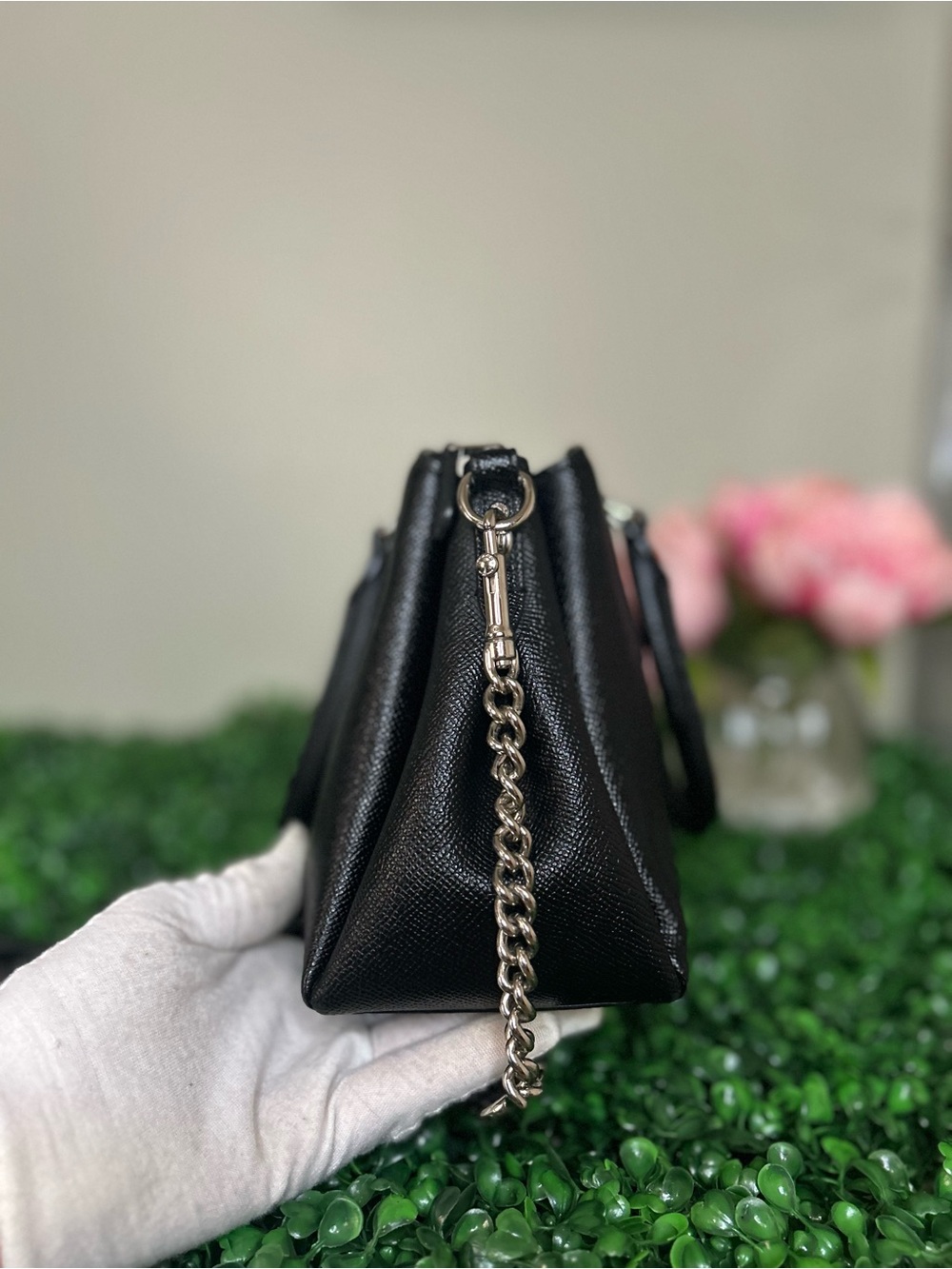 Coach Black Leather Satchel Carryall Crossbody Bag w/Original Chain and Tag - Picture 5 of 15